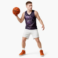 Personalised All Purple New Zealand Darts Basketball Jersey Aoteroa Fern Maori Galaxy Style LT14 - Polynesian Pride