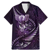 Personalised All Purple New Zealand Darts Family Matching Mermaid Dress and Hawaiian Shirt Aoteroa Fern Maori Galaxy Style LT14 Dad's Shirt - Short Sleeve Purple - Polynesian Pride