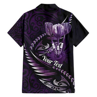 Personalised All Purple New Zealand Darts Family Matching Summer Maxi Dress and Hawaiian Shirt Aoteroa Fern Maori Galaxy Style