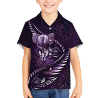 Personalised All Purple New Zealand Darts Hawaiian Shirt Aoteroa Fern Maori Galaxy Style
