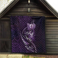 Personalised All Purple New Zealand Darts Quilt Aoteroa Fern Maori Galaxy Style LT14 - Polynesian Pride