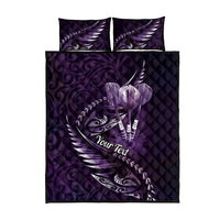 Personalised All Purple New Zealand Darts Quilt Bed Set Aoteroa Fern Maori Galaxy Style
