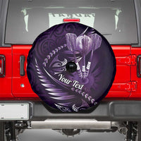 Personalised All Purple New Zealand Darts Spare Tire Cover Aoteroa Fern Maori Galaxy Style LT14 - Polynesian Pride