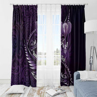 Personalised All Purple New Zealand Darts Window Curtain Aoteroa Fern Maori Galaxy Style