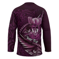 Personalised All Pink New Zealand Darts Hockey Jersey Aoteroa Fern Maori Galaxy Style LT14 - Polynesian Pride