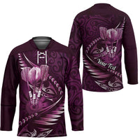 Personalised All Pink New Zealand Darts Hockey Jersey Aoteroa Fern Maori Galaxy Style LT14 - Polynesian Pride