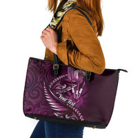 Personalised All Pink New Zealand Darts Leather Tote Bag Aoteroa Fern Maori Galaxy Style LT14 Pink - Polynesian Pride