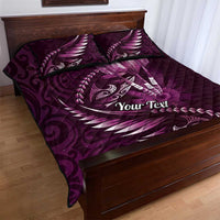 Personalised All Pink New Zealand Darts Quilt Bed Set Aoteroa Fern Maori Galaxy Style