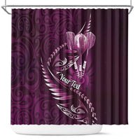 Personalised All Pink New Zealand Darts Shower Curtain Aoteroa Fern Maori Galaxy Style LT14 Pink - Polynesian Pride