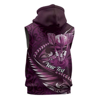 Personalised All Pink New Zealand Darts Sleeveless Zip Hoodie Aoteroa Fern Maori Galaxy Style LT14 - Polynesian Pride