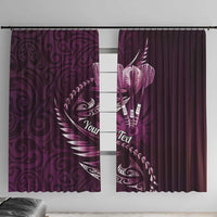 Personalised All Pink New Zealand Darts Window Curtain Aoteroa Fern Maori Galaxy Style