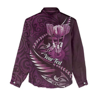 Personalised All Pink New Zealand Darts Women Casual Shirt Aoteroa Fern Maori Galaxy Style