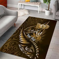 Personalised All Gold New Zealand Darts Area Rug Aoteroa Fern Maori Galaxy Style