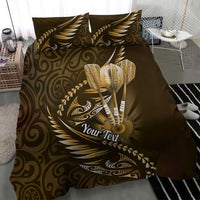 Personalised All Gold New Zealand Darts Bedding Set Aoteroa Fern Maori Galaxy Style