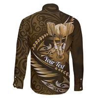 Personalised All Gold New Zealand Darts Family Matching Off Shoulder Maxi Dress and Hawaiian Shirt Aoteroa Fern Maori Galaxy Style