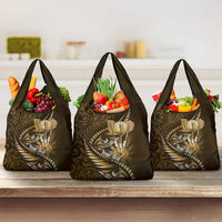 Personalised All Gold New Zealand Darts Grocery Bag Aoteroa Fern Maori Galaxy Style LT14 3-pack One Size Gold - Polynesian Pride