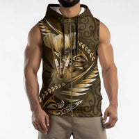 Personalised All Gold New Zealand Darts Sleeveless Zip Hoodie Aoteroa Fern Maori Galaxy Style LT14 - Polynesian Pride