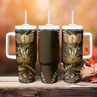 All Gold New Zealand Darts Tumbler With Handle Aoteroa Fern Maori Galaxy Style