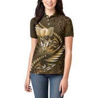 Personalised All Gold New Zealand Darts Women Polo Shirt Aoteroa Fern Maori Galaxy Style