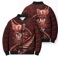 Personalised All Red New Zealand Darts Bomber Puffer Jacket Aoteroa Fern Maori Galaxy Style - Polynesian Pride