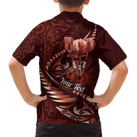 Personalised All Red New Zealand Darts Family Matching Long Sleeve Bodycon Dress and Hawaiian Shirt Aoteroa Fern Maori Galaxy Style LT14 - Polynesian Pride