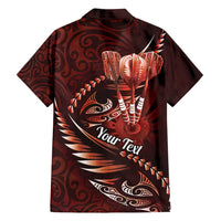 Personalised All Red New Zealand Darts Family Matching Long Sleeve Bodycon Dress and Hawaiian Shirt Aoteroa Fern Maori Galaxy Style LT14 - Polynesian Pride