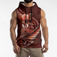 Personalised All Red New Zealand Darts Sleeveless Hoodie Aoteroa Fern Maori Galaxy Style - Polynesian Pride