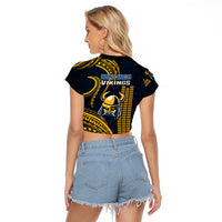 Hawaii Hilo High School Raglan Cropped T Shirt Vikings Polynesian Kakau Pattern LT14 - Polynesian Pride