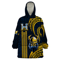 Personalised Hawaii Hilo High School Wearable Blanket Hoodie Vikings Polynesian Kakau Pattern LT14 One Size Gold - Polynesian Pride