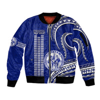 Hawaii Waiakea High School Sleeve Zip Bomber Jacket Polynesian Kakau Pattern LT14 Unisex Blue - Polynesian Pride
