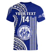 Personalised Hawaii Waiakea High School Women V Neck T Shirt Polynesian Kakau Pattern LT14 - Polynesian Pride