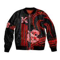 Personalised Hawaii Kalani High School Bomber Jacket Polynesian Kakau Pattern LT14 Unisex Red - Polynesian Pride