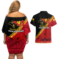 Papua New Guinea Couples Matching Off Shoulder Short Dress and Hawaiian Shirt Independen Stet bilong Papua Niugini Unique Version LT14 - Polynesian Pride