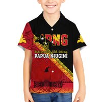 Papua New Guinea Family Matching Off Shoulder Short Dress and Hawaiian Shirt Independen Stet bilong Papua Niugini Unique Version LT14 Son's Shirt Red - Polynesian Pride