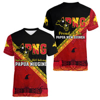 Papua New Guinea Women V Neck T Shirt Independen Stet bilong Papua Niugini Unique Version LT14 - Polynesian Pride