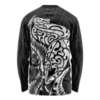 New Zealand Eel Long Sleeve Shirt Tuna Aotearoa Maori Patten - Black