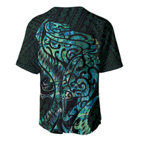 New Zealand Eel Baseball Jersey Tuna Aotearoa Maori With Paua Shell - Turquoise