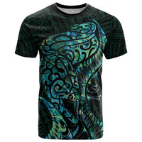 New Zealand Eel T Shirt Tuna Aotearoa Maori With Paua Shell - Turquoise