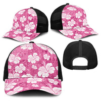 Pink Bula Fiji Masi Hibiscus Seamless Baseball Net Cap