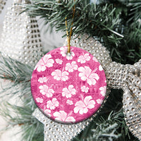 Pink Bula Fiji Masi Hibiscus Seamless Ceramic Ornament