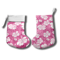 Pink Bula Fiji Masi Hibiscus Seamless Christmas Stocking