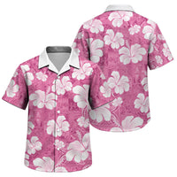 Pink Bula Fiji Masi Hibiscus Seamless Family Matching Short Sleeve Bodycon Dress and Hawaiian Shirt