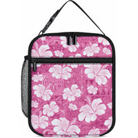 Pink Bula Fiji Masi Hibiscus Seamless Lunch Bag