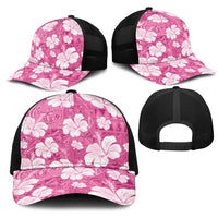 Pink Bula Fiji Masi Hibiscus Seamless Mesh Trucker Cap