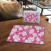 Pink Bula Fiji Masi Hibiscus Seamless Puzzle