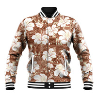 Brown Bula Fiji Masi Hibiscus Seamless Baseball Jacket