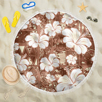 Brown Bula Fiji Masi Hibiscus Seamless Beach Blanket