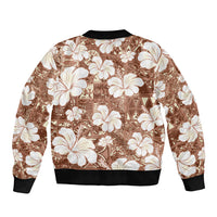 Brown Bula Fiji Masi Hibiscus Seamless Bomber Jacket