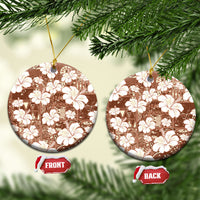 Brown Bula Fiji Masi Hibiscus Seamless Ceramic Ornament