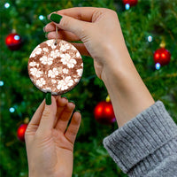 Brown Bula Fiji Masi Hibiscus Seamless Ceramic Ornament